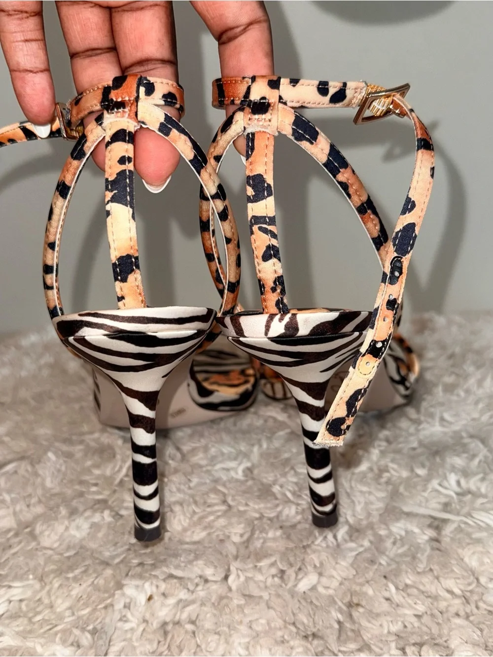 Jessica Simpson Baharia Mixed Animal Print Strappy Stiletto Heels - Size 11